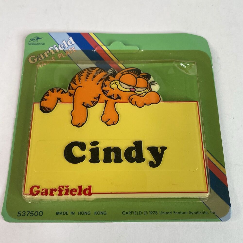 NEW Vintage Garfield Name Plate Cindy 1978 RARE, Sealed, Yellow
